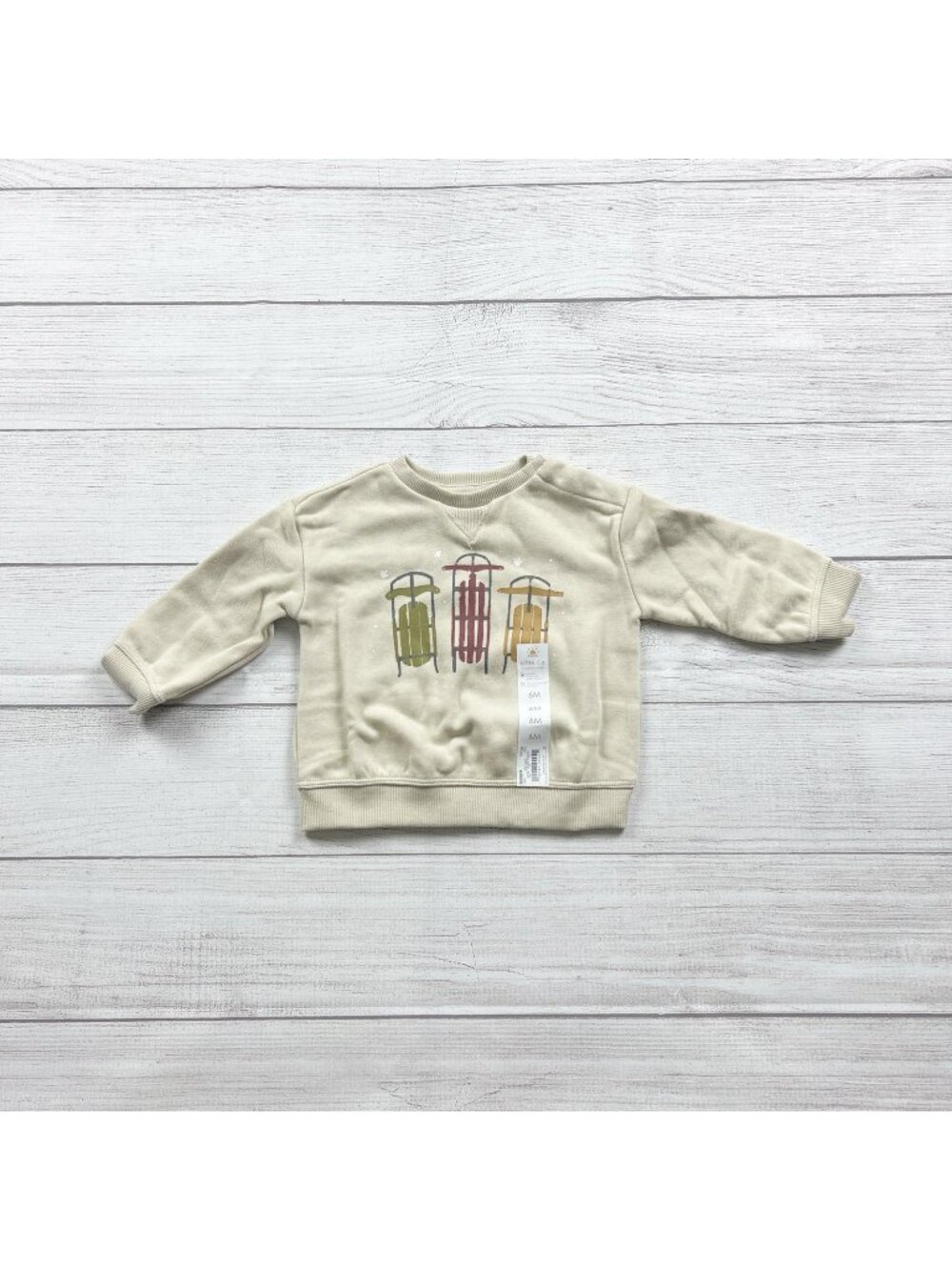 Little Co. By Lauren Conrad Baby Crewneck Sweatshirt Sled Print NWT 3-6 Months